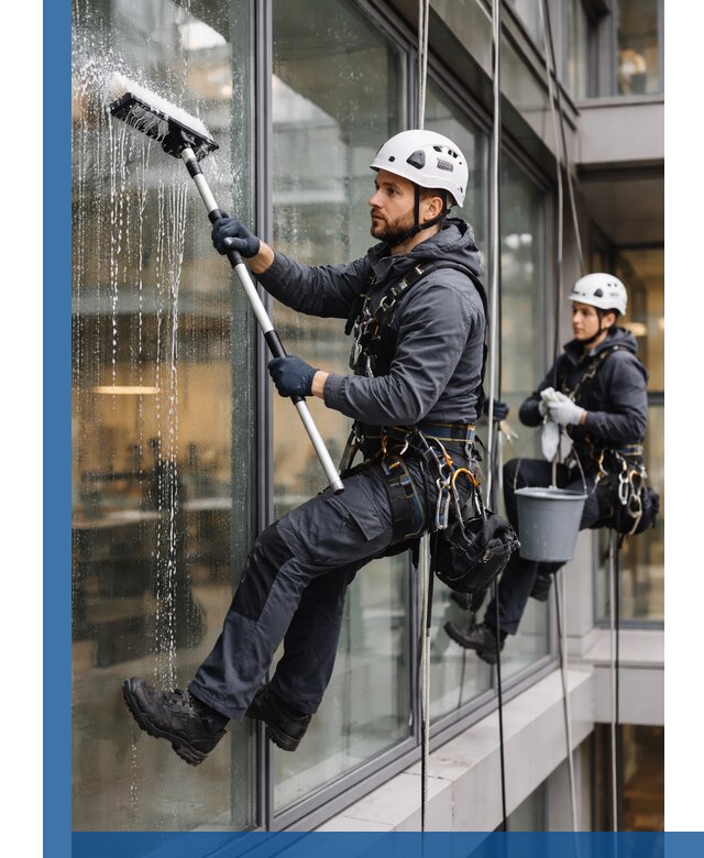 Профессиональная мойка витражей промышленными альпинистами в Михайловке