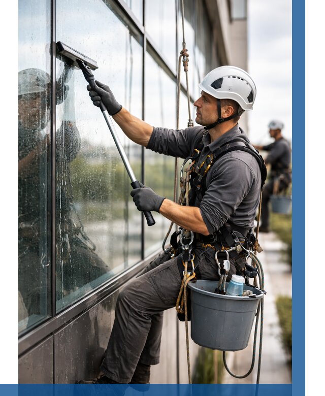 Мойка стеклянных фасадов в Михайловке от 203 р. | ВЫСОТНИК-Мхл