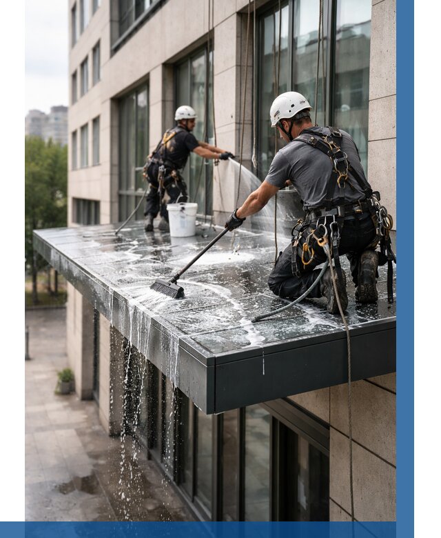 Мойка козырьков и навесов в Михайловке от 3558 р. | ВЫСОТНИК-Мхл