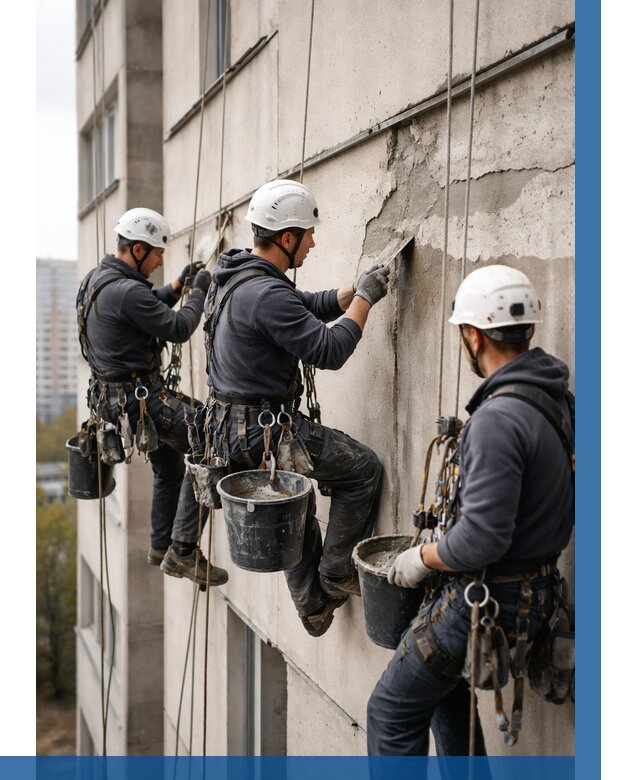 Ремонт бетонных элементов фасада в Михайловке от 2542 р. | ВЫСОТНИК-Мхл