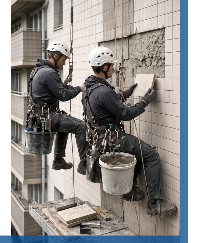 Ремонт облицовки фасада плиткой в Михайловке от 1830 р. | ВЫСОТНИК-Мхл