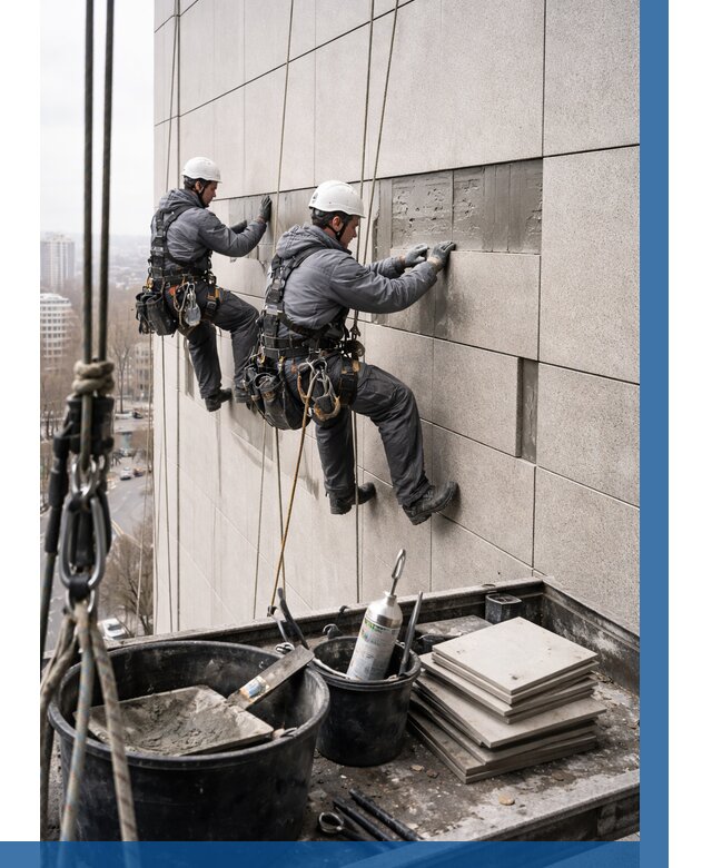 Ремонт фасада из керамогранита в Михайловке от 2542 р. | ВЫСОТНИК-Мхл