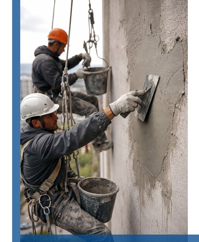 Штукатурка фасада на высоте в Михайловке профессиональные работы