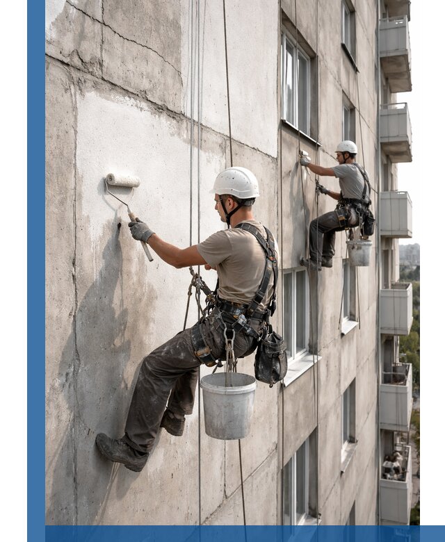 Покраска бетонного фасада в Михайловке для жилых и промышленных объектов