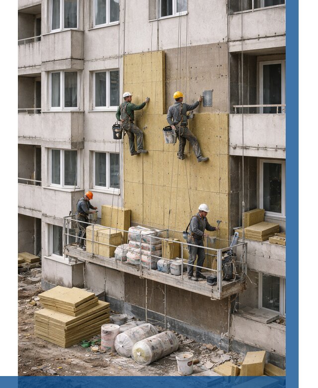 Утепление фасада минватой в Михайловке от 1525 р. | ВЫСОТНИК-Мхл