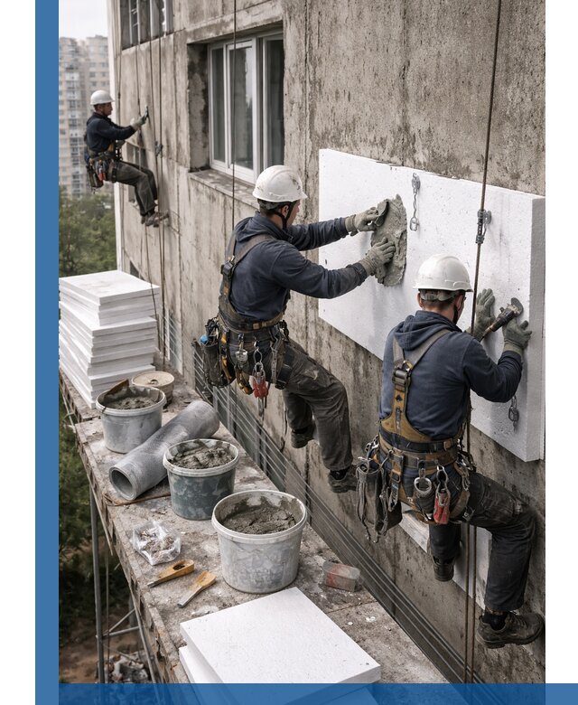 Утепление фасада пенополистиролом в Михайловке под ключ