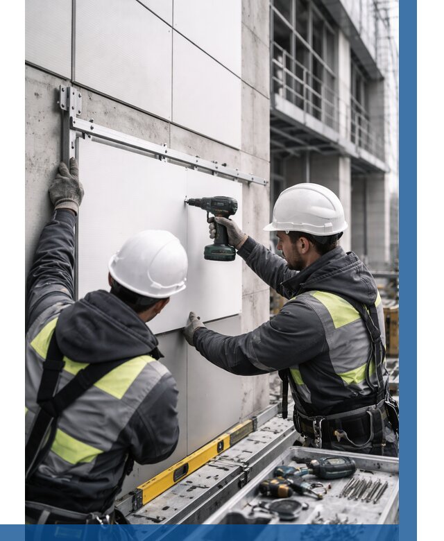 Монтаж композитных панелей фасада в Михайловке от 2542 р. | ВЫСОТНИК-Мхл