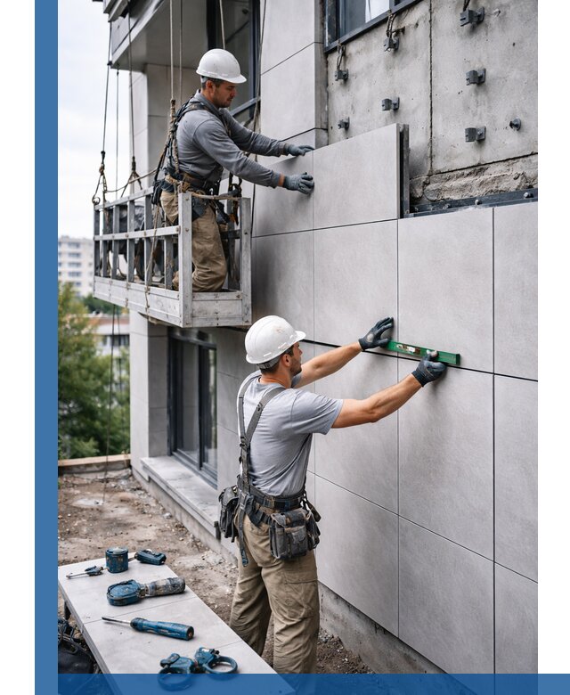 Монтаж керамогранита на фасад в Михайловке под ключ с гарантией качества