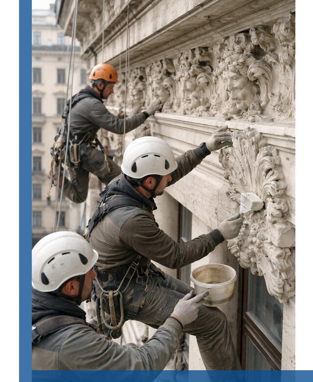 Реставрация фасадной лепнины с высотными работами в Михайловке