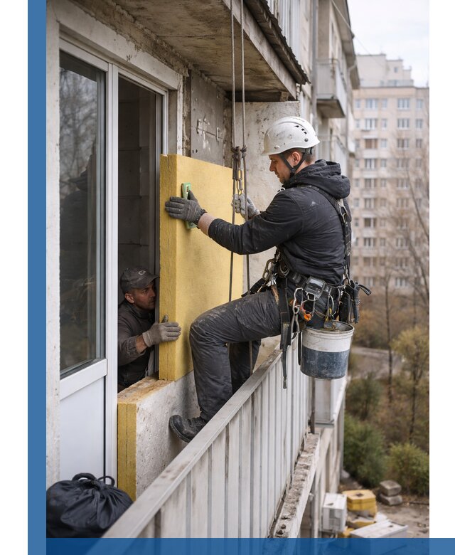 Профессиональное утепление балкона снаружи в Михайловке под ключ