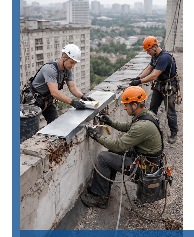 Ремонт парапета на кровле в Михайловке, высотные работы с гарантией