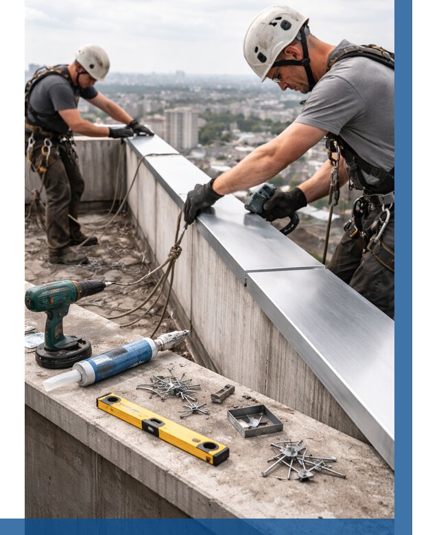 Монтаж парапетных крышек в Михайловке от 813 р. | ВЫСОТНИК-Мхл