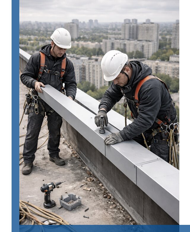 Монтаж парапетных крышек и ограждений кровли в Михайловке