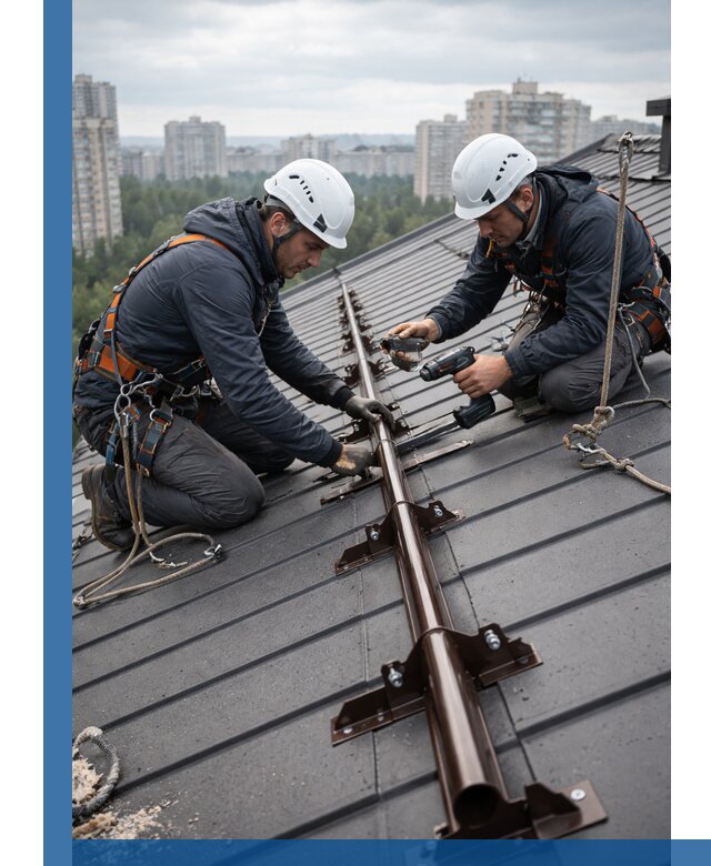 Монтаж снегозадержателей на кровле зданий в Михайловке под ключ