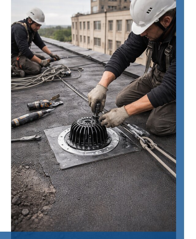 Установка водосточных воронок в Михайловке цена от 3558 р. | ВЫСОТНИК-Мхл