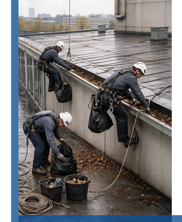 Очистка кровли по периметру в Михайловке силами промышленных альпинистов