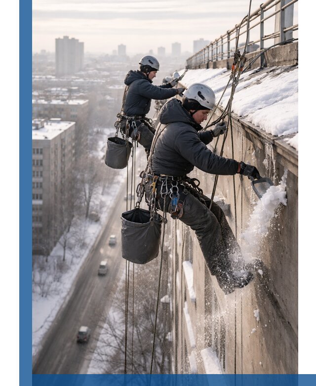 Очистка карнизов от снега в Михайловке профессионально и безопасно