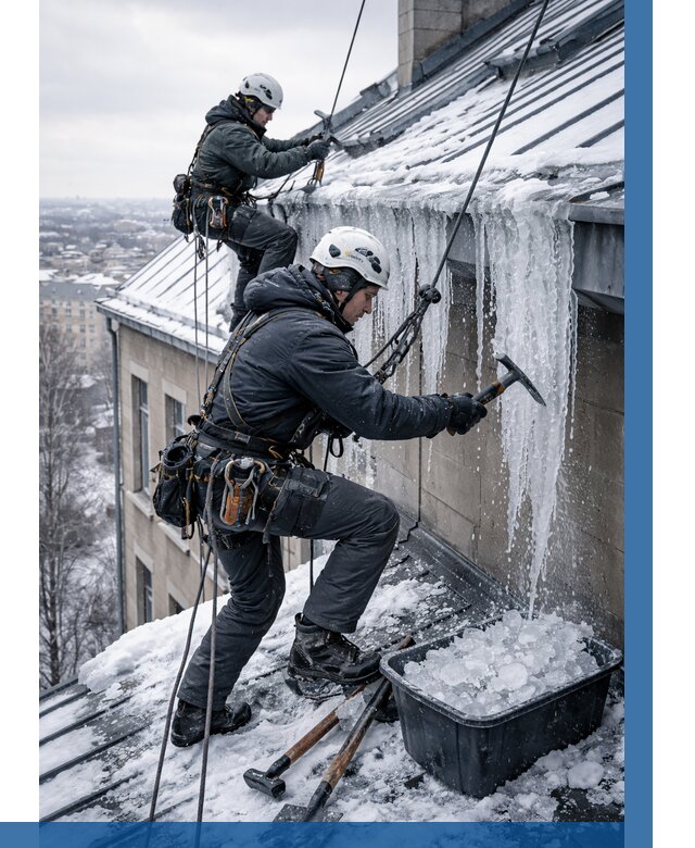 Удаление наледи с кровли в Михайловке от 5592 р. | ВЫСОТНИК-Мхл