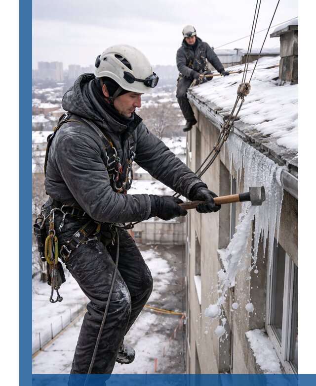 Сбивание и удаление сосулек с крыши в Михайловке безопасно