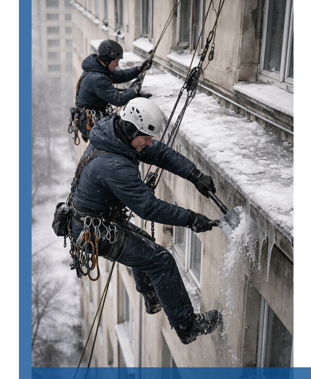 Удаление наледи и сосулек с карнизов в Михайловке профессионально
