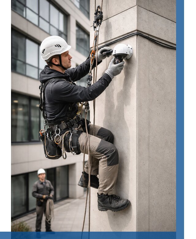 Монтаж камер видеонаблюдения на фасаде в Михайловке от 8642 р.-ВЫСОТНИК-Мхл