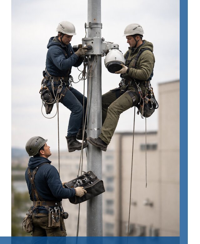 Установка видеокамер на мачте в Михайловке от 8642 р. | ВЫСОТНИК-Мхл