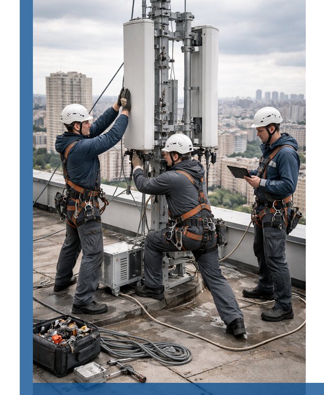 Монтаж антенн связи на крыше в Михайловке с вводом в эксплуатацию