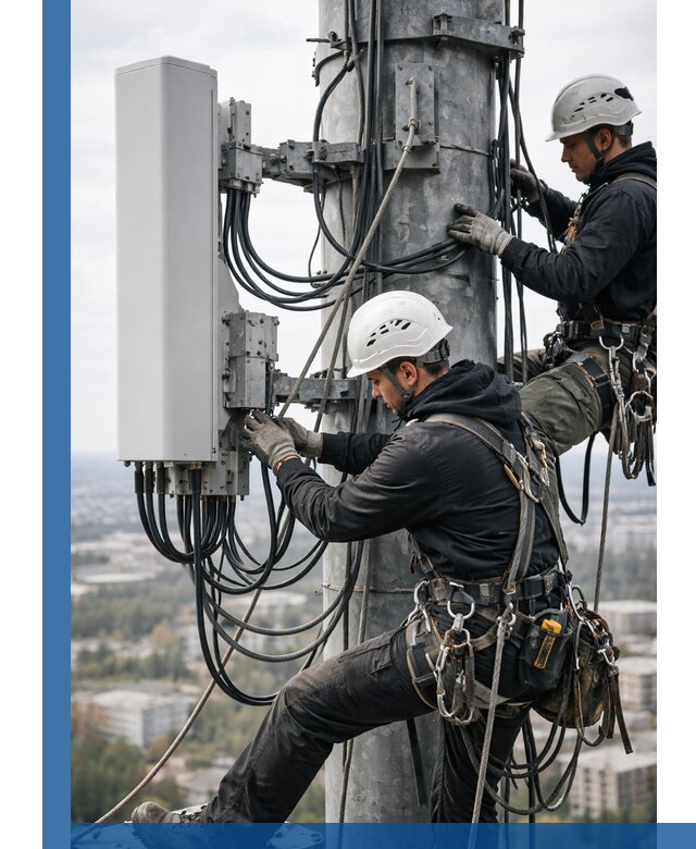 Монтаж оборудования связи на мачте в Михайловке с пусконаладкой