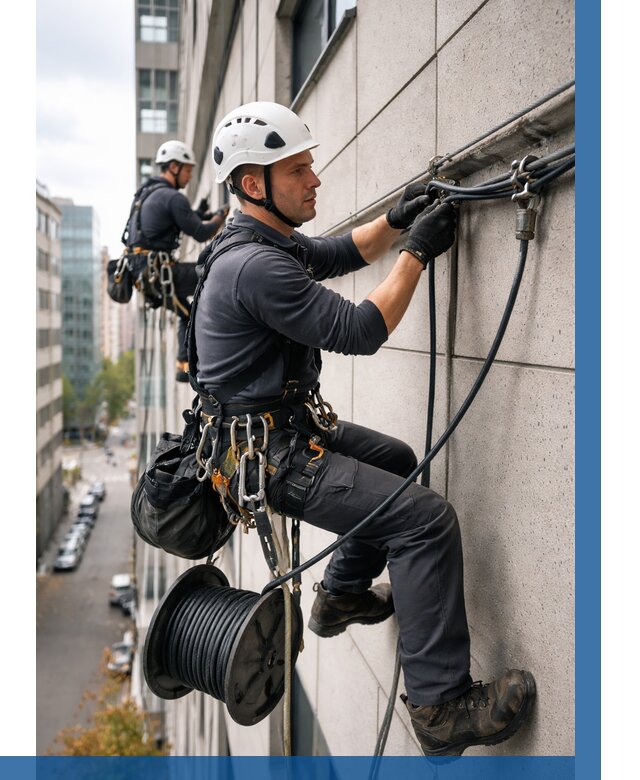 Прокладка кабеля по фасаду в Михайловке от 356 р. | ВЫСОТНИК-Мхл