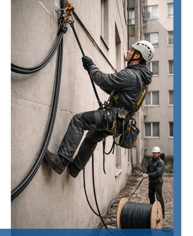 Протяжка кабеля питания на высоте в Михайловке от 458 р. | ВЫСОТНИК-Мхл