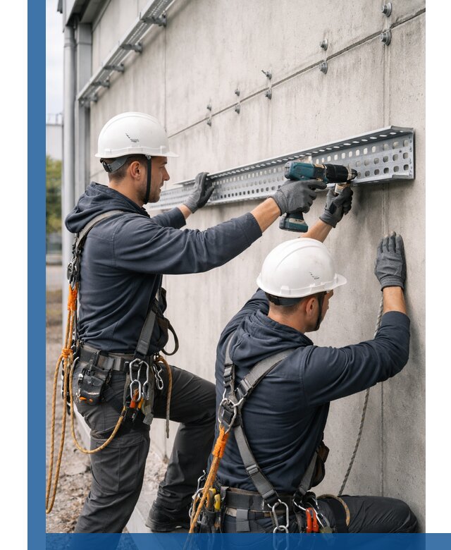 Монтаж кабельных лотков на фасаде зданий в Михайловке с гарантией