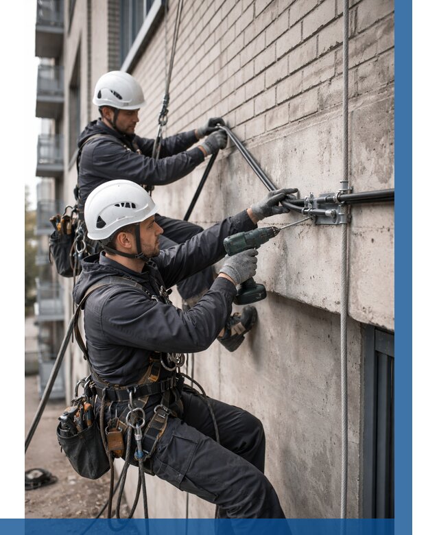 Крепление кабеля на фасаде в Михайловке от 356 р. | ВЫСОТНИК-Мхл