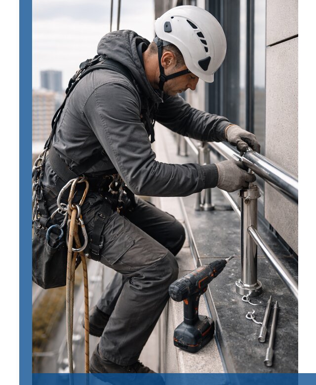 Монтаж ограждений на высоте в Михайловке для зданий и конструкций