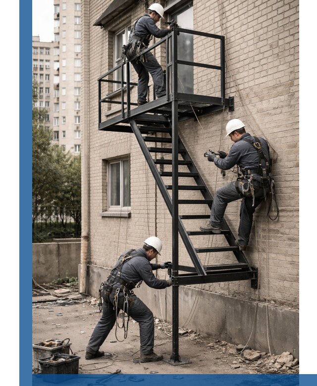 Монтаж пожарной лестницы в Михайловке, установка и крепление