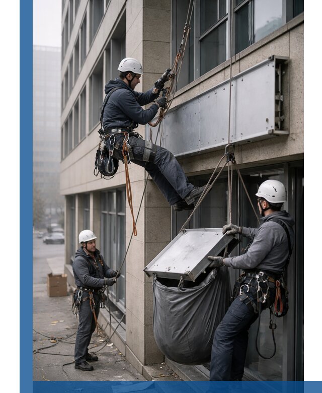 Демонтаж рекламной вывески с высотными работами в Михайловке