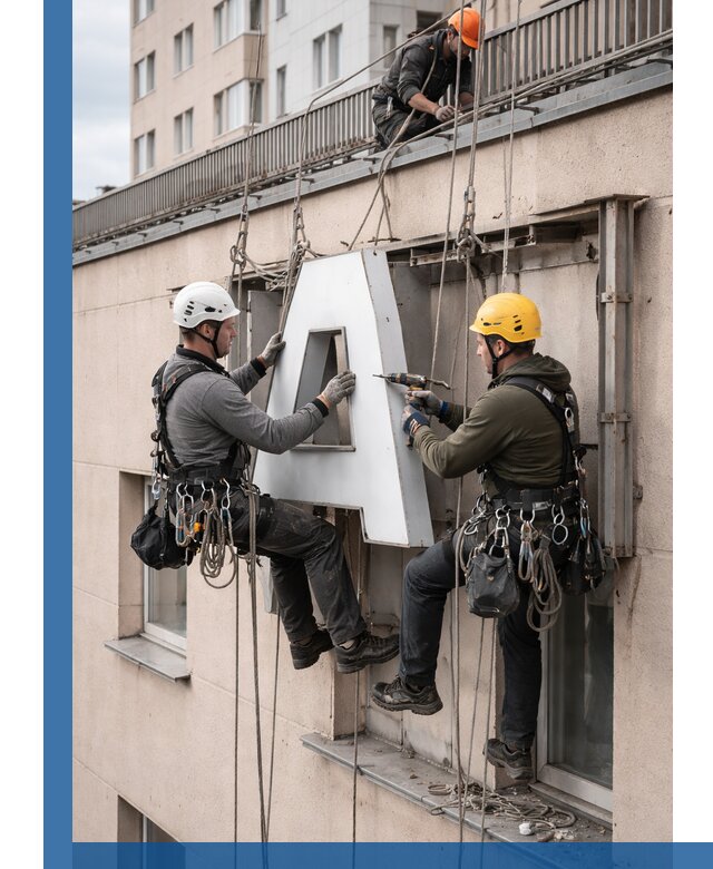 Ремонт и восстановление наружных вывесок на высоте в Михайловке