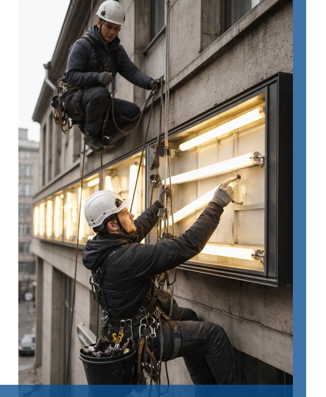 Замена ламп в вывеске в Михайловке под ключ от 3558 р. | ВЫСОТНИК-Мхл