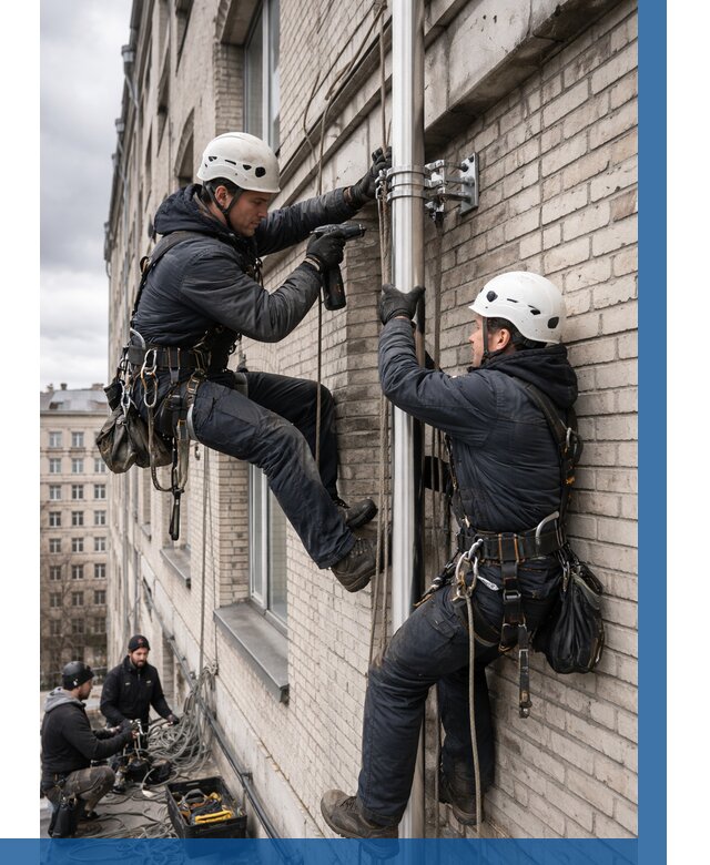 Монтаж флагштока на здании в Михайловке от 6609 р. | ВЫСОТНИК-Мхл