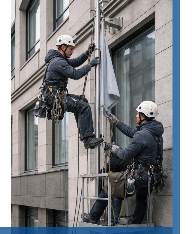 Установка флагов на фасаде в Михайловке от 4575 р. | ВЫСОТНИК-Мхл