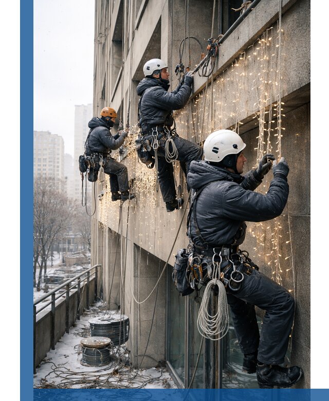 Монтаж новогодней иллюминации и украшение фасадов в Михайловке