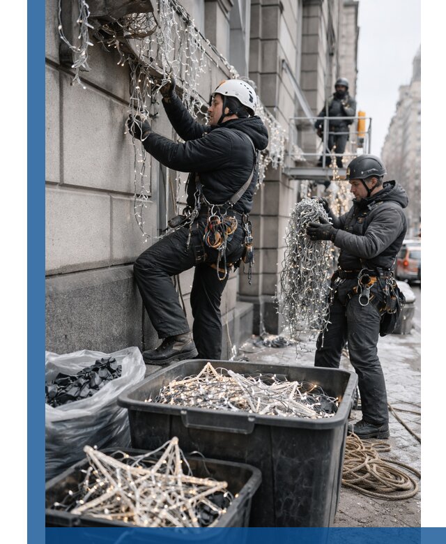 Демонтаж новогоднего оформления и гирлянд в Михайловке