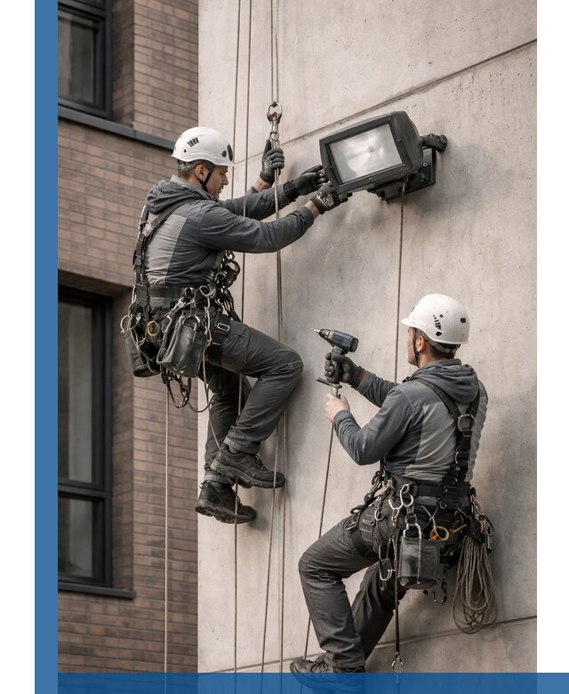 Профессиональный монтаж фасадных прожекторов в Михайловке под ключ