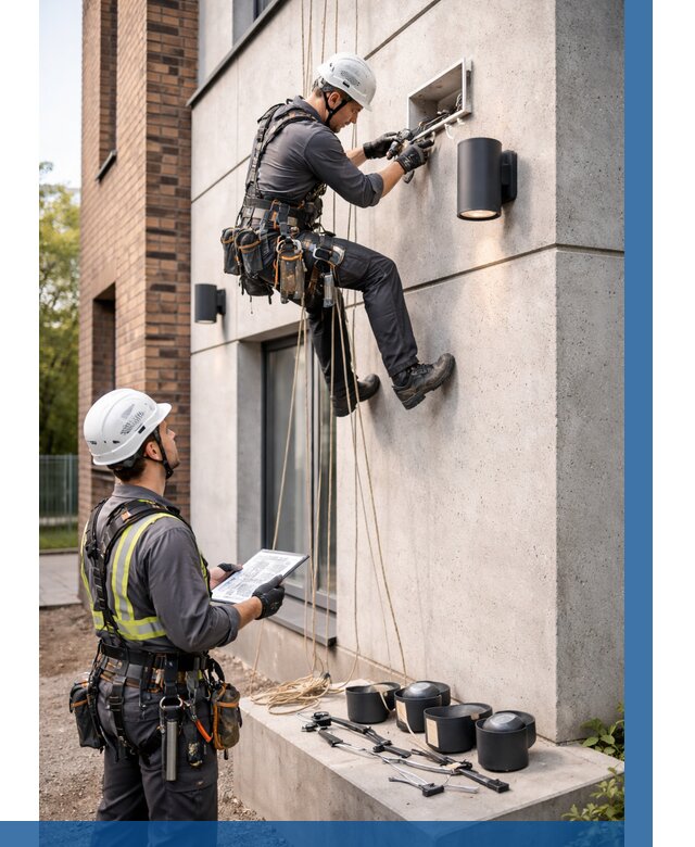 Монтаж фасадного освещения в Михайловке от 2542 р. | ВЫСОТНИК-Мхл