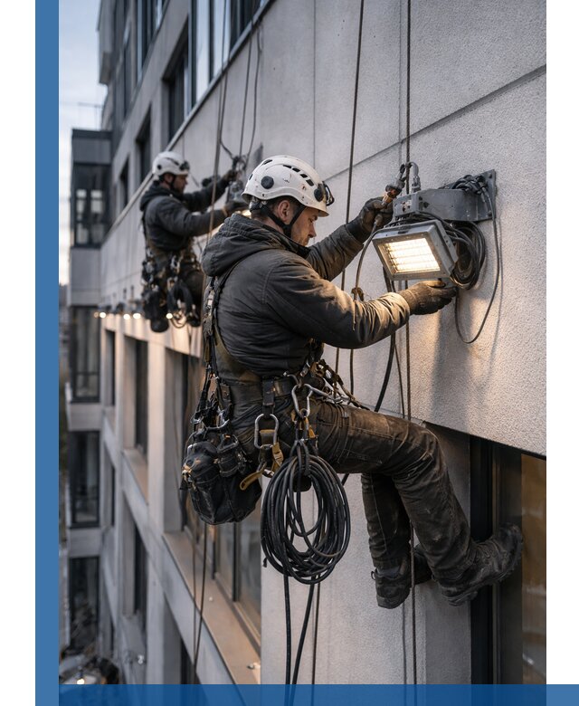 Монтаж фасадного освещения в Михайловке установка и подключение