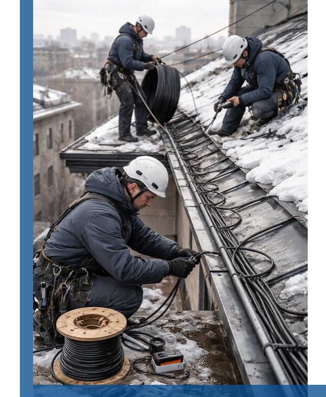 Монтаж греющего кабеля на кровле в Михайловке под ключ