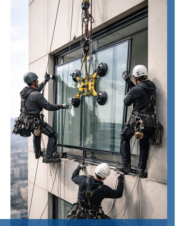 Монтаж стеклопакетов на высоте в Михайловке от 3253 р. | ВЫСОТНИК-Мхл