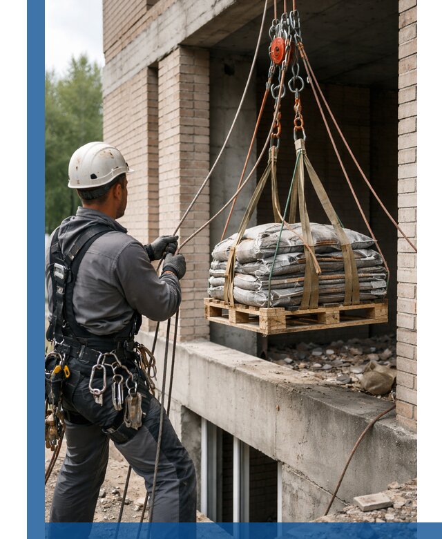 Подъем материалов на этаж веревками в Михайловке оперативно