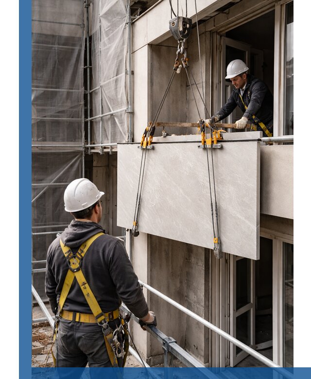 Подъем керамогранита на этаж в Михайловке грузчиками и техникой