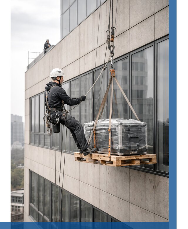 Спуск груза по фасаду в Михайловке от 3558 р. | ВЫСОТНИК-Мхл