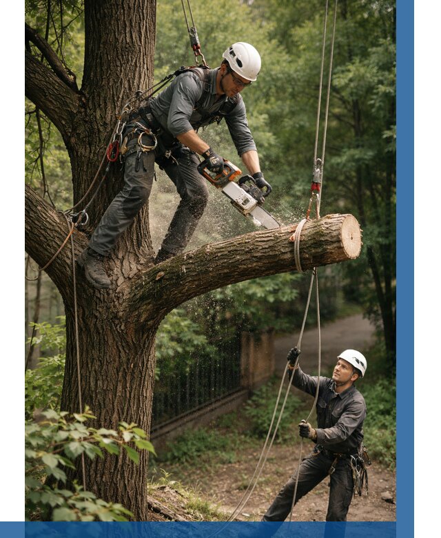 Спил деревьев альпинистами в Михайловке от 8134 р. | ВЫСОТНИК-Мхл